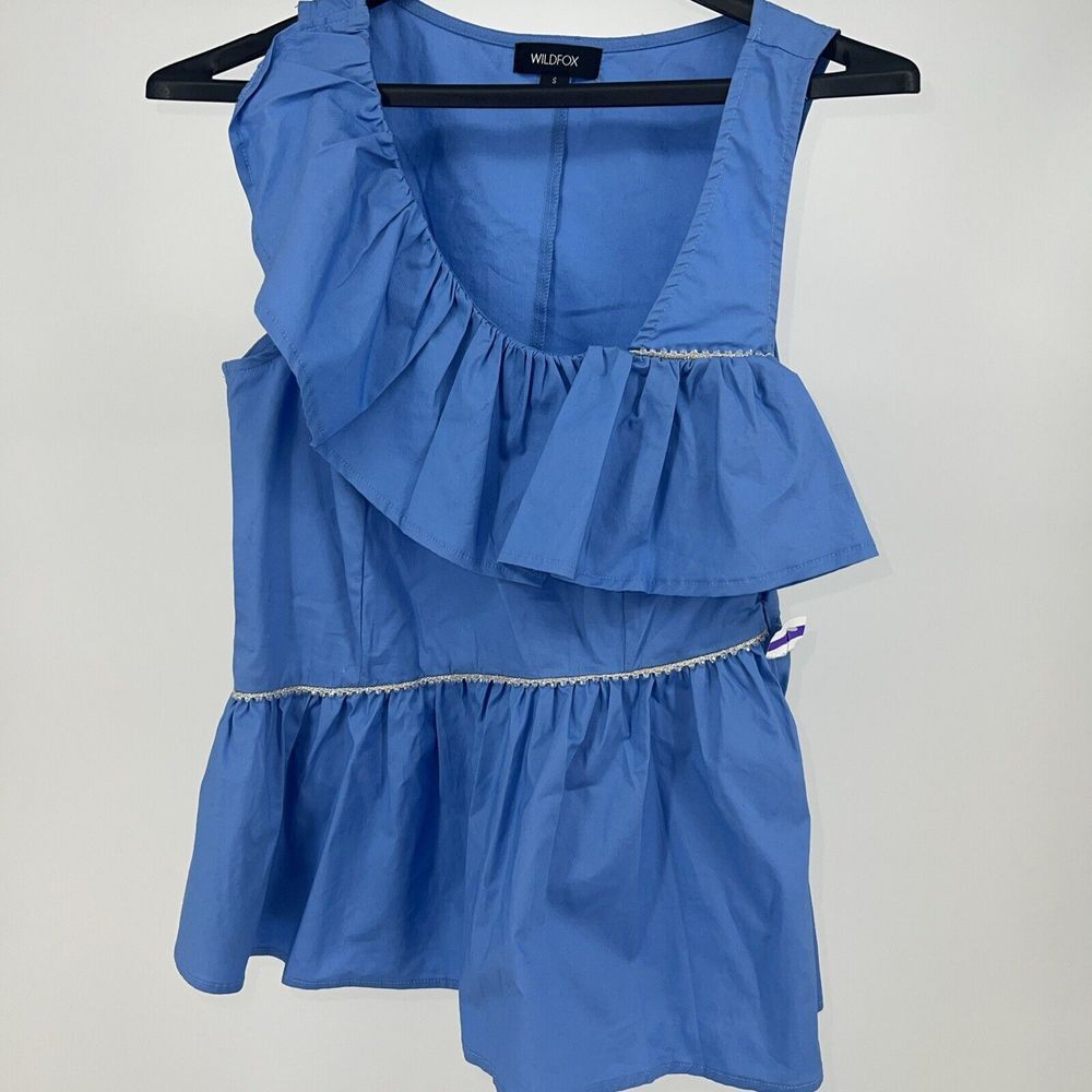 Women's Size Small‎ Wilcox Laurent Ruffle Blouse In Blue